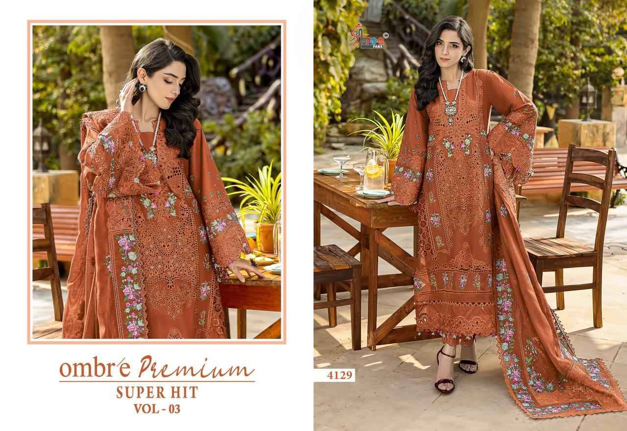 OMBRE PREMIUM SUPER HIT VOL-3 By Shree Fab 4125 to 4128 Series Beautiful Pakistani Suits Colorful Stylish Fancy Casual Wear & Ethnic Wear Pure Cotton Print Dresses At Wholesale Price